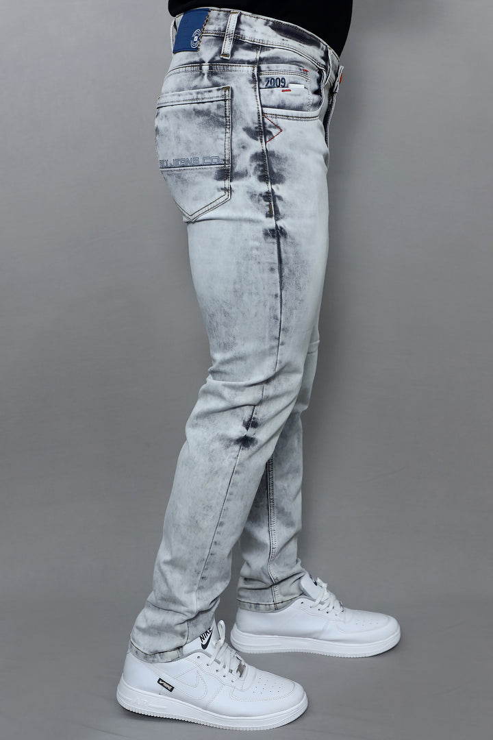 GEX Men’s Grey Distressed Slim Fit Stretch Jeans