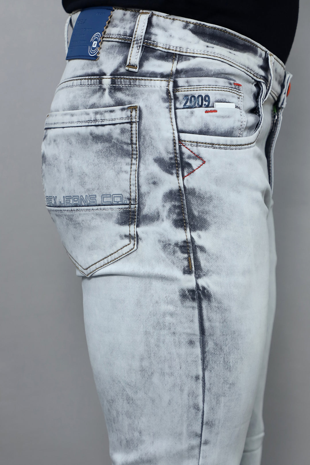 GEX Men’s Grey Distressed Slim Fit Stretch Jeans