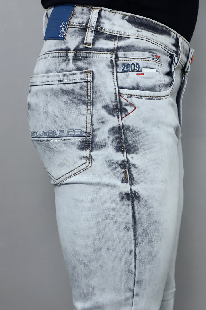 GEX Men’s Grey Distressed Slim Fit Stretch Jeans