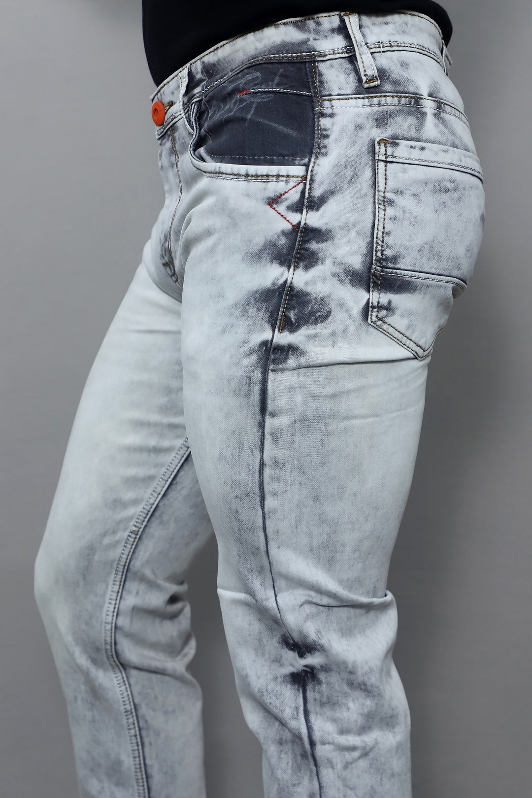 GEX Men’s Grey Distressed Slim Fit Stretch Jeans