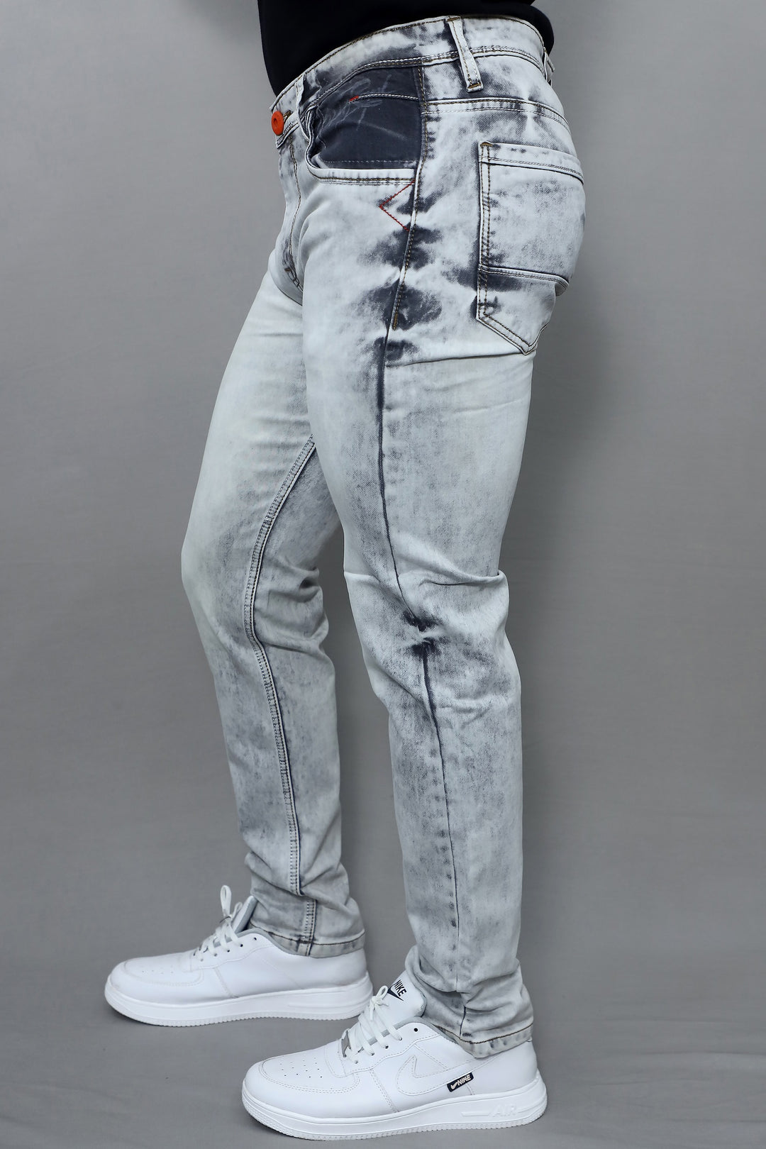 GEX Men’s Grey Distressed Slim Fit Stretch Jeans