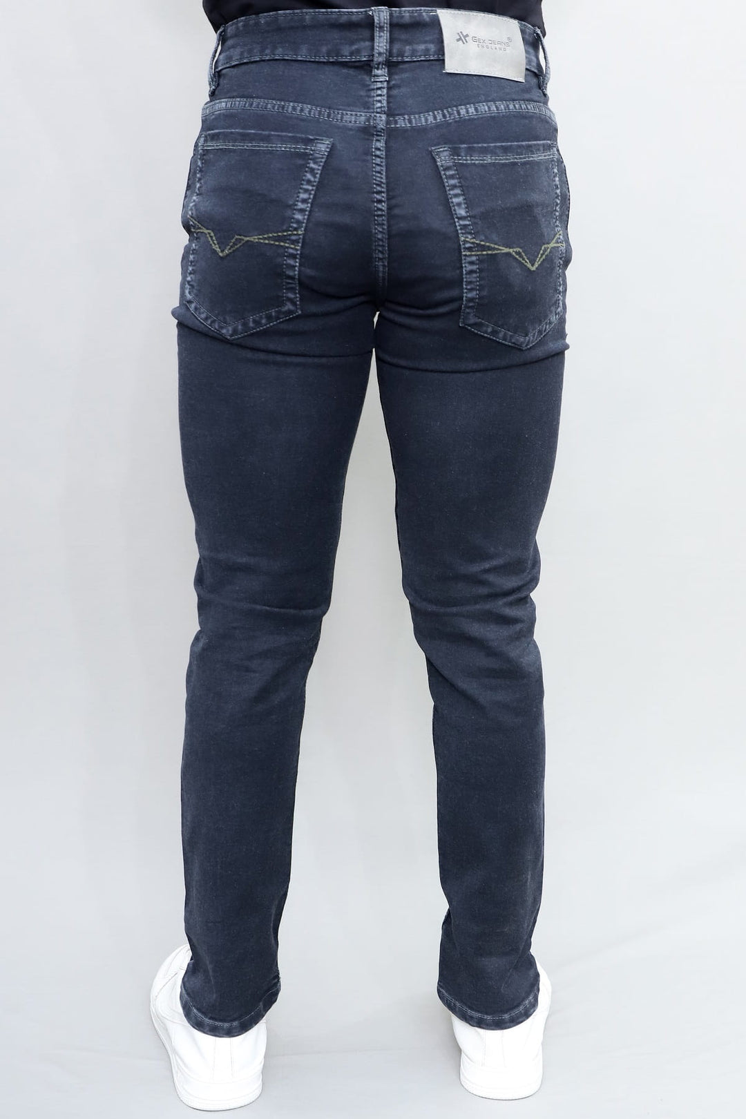 Back view of Gex Jeans Men's Dark Blue Slim Fit