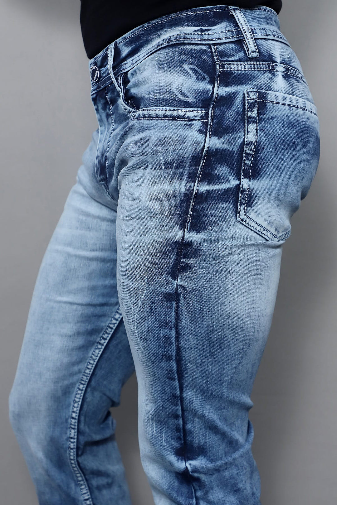 Back view of Gex Jeans G823 Men's Slim Fit Light Blue Jeans