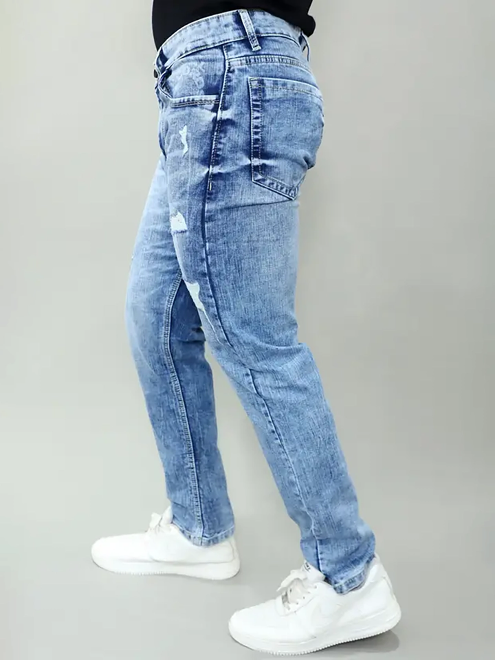 Back view of Gex Jeans Men's G828 Light Blue Slim Fit Jeans
