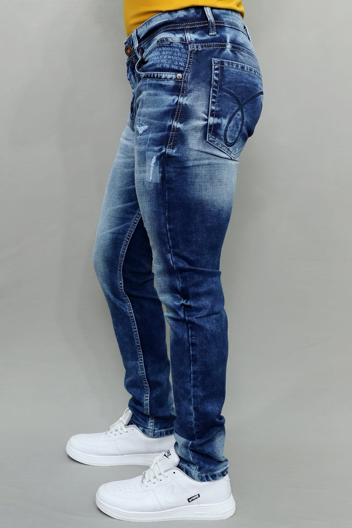 Side profile of Gex Jeans G847 showing circular back pocket embroidery