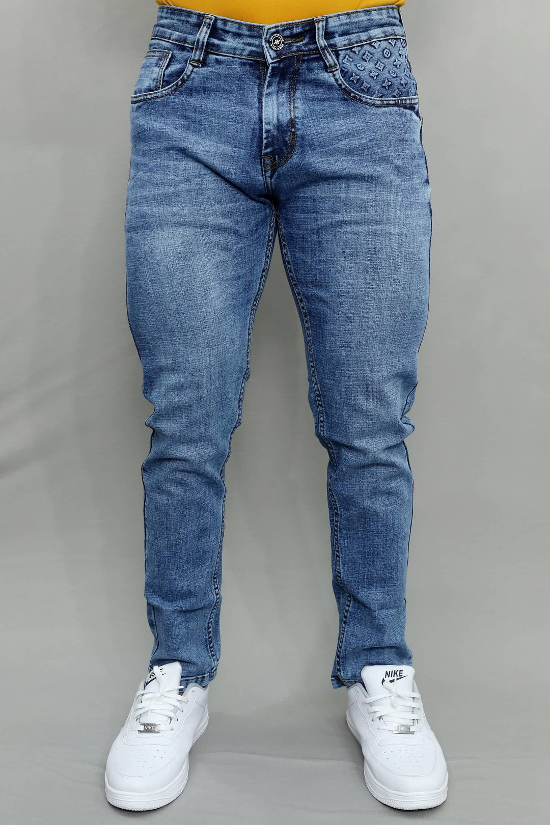 GEX men's light blue regular fit stretch denim jeans G973 front