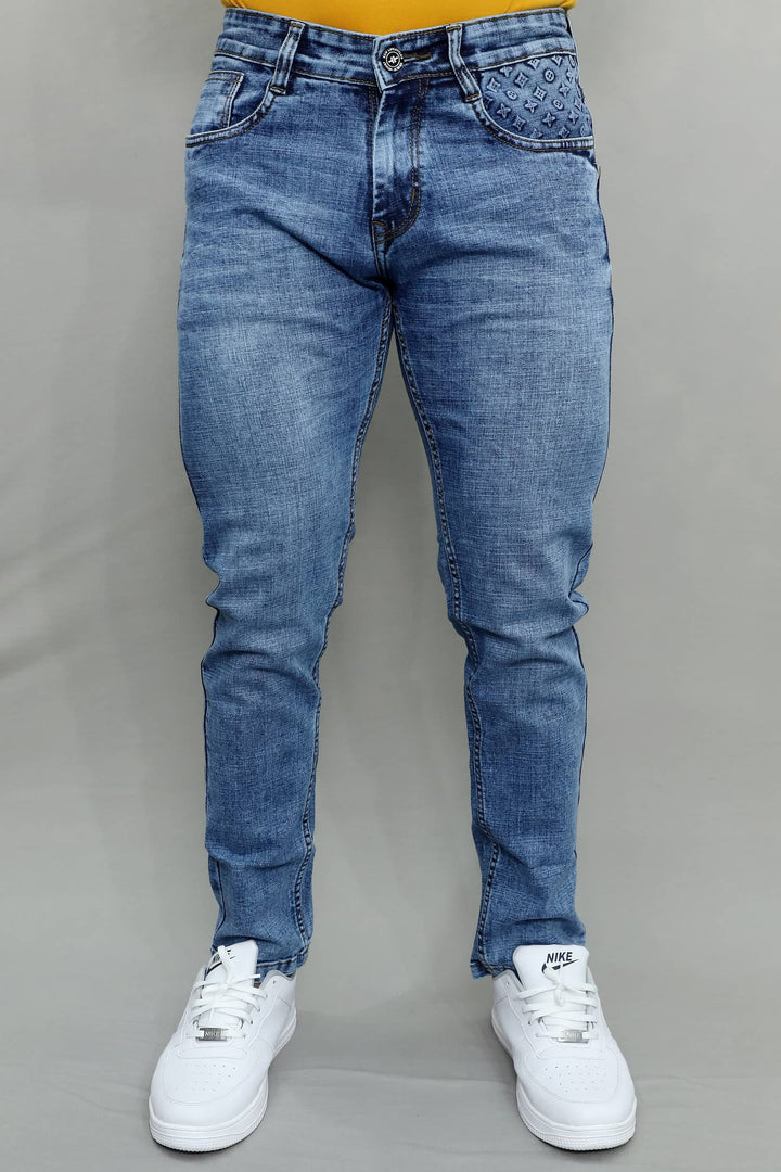 GEX men's light blue regular fit stretch denim jeans G973 front