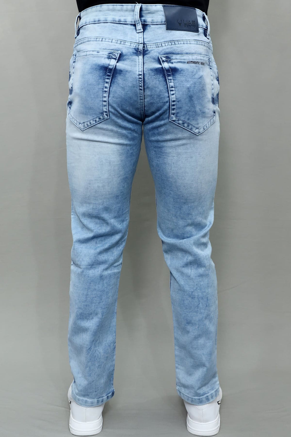 GEX men's slim fit premium light blue washed stretchable denim jeans E-14 back