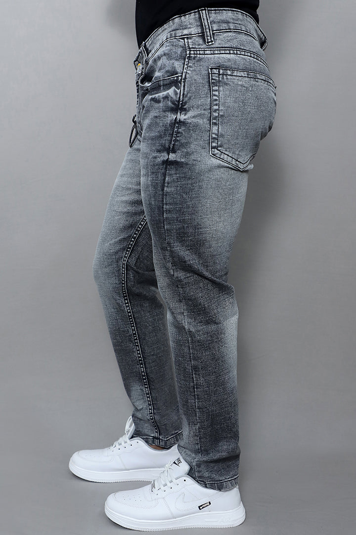 Men premium quality regular mid rise grey jeans article no Gex G1003 Plain Grey pocket detail with strong stitching