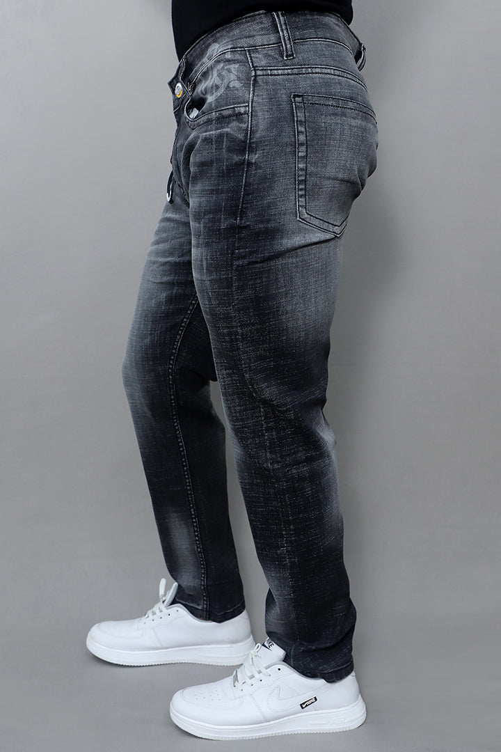 Men regular mid rise black jeans pocket detail with strong stitching and classic design