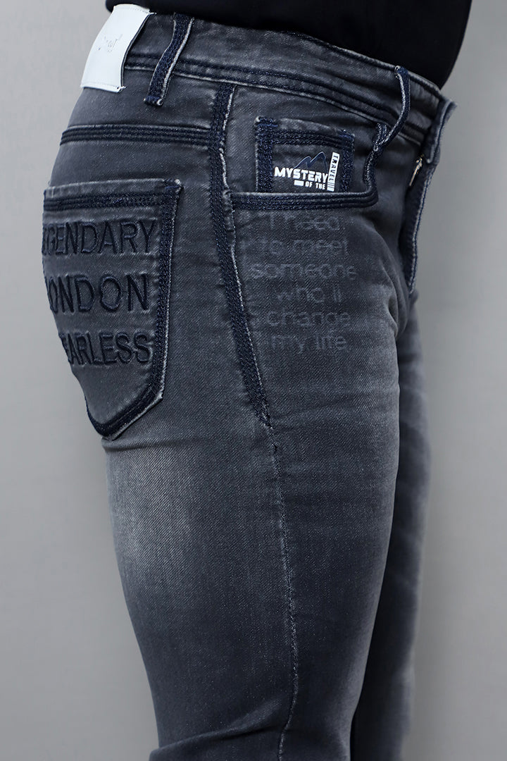 Men regular mid rise black stretchable denim jeans article no GK371 BLACK side view with comfortable everyday fit