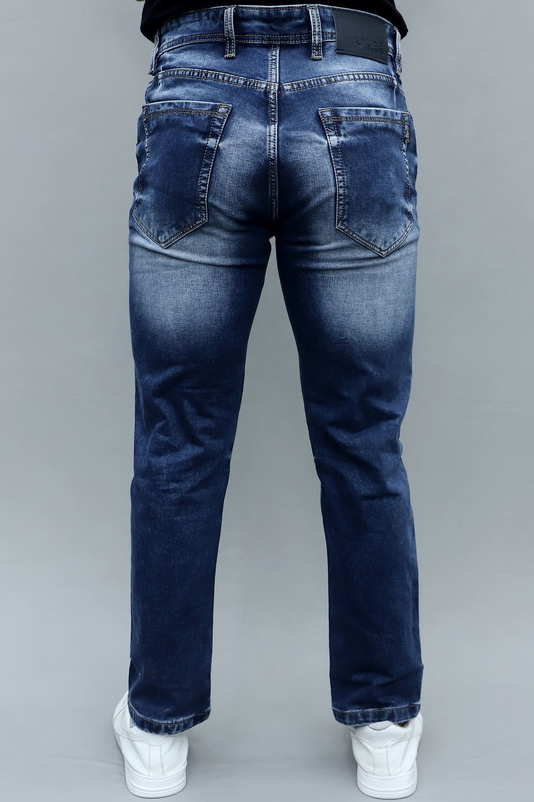 Men's premium blue washed slim fit stretchable jeans E8 back