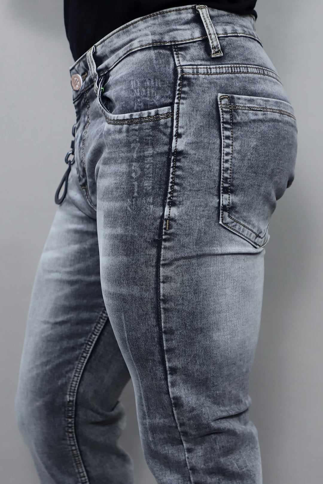 mens premium slim fit grey washed denim jeans e19 right side