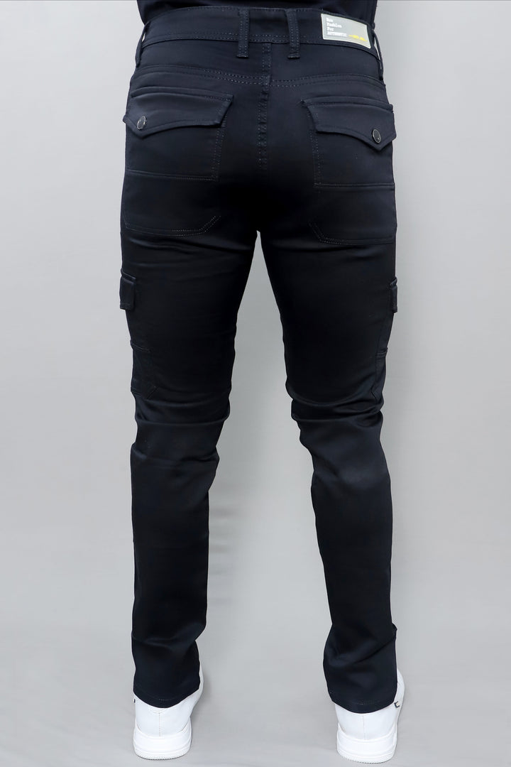 Men's slim regular fit light blue distressed stretchable denim jeans E17 back
