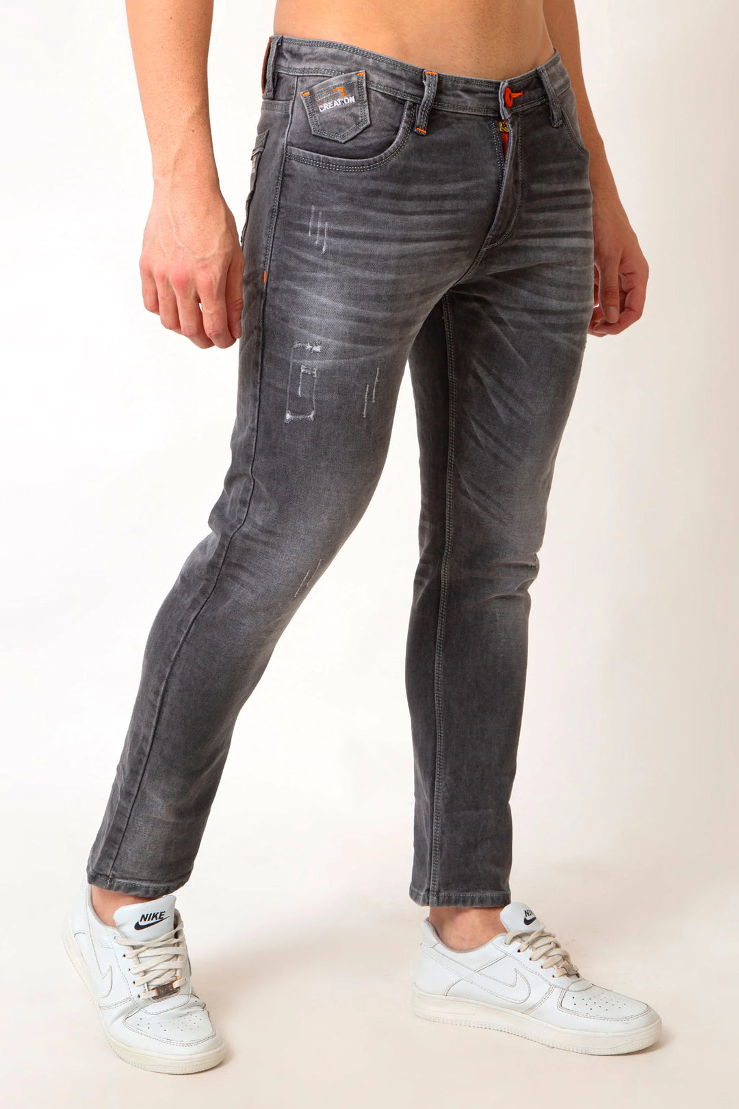 Men’s Slim ANCHOR DAMAGE GREY Denim Jeans