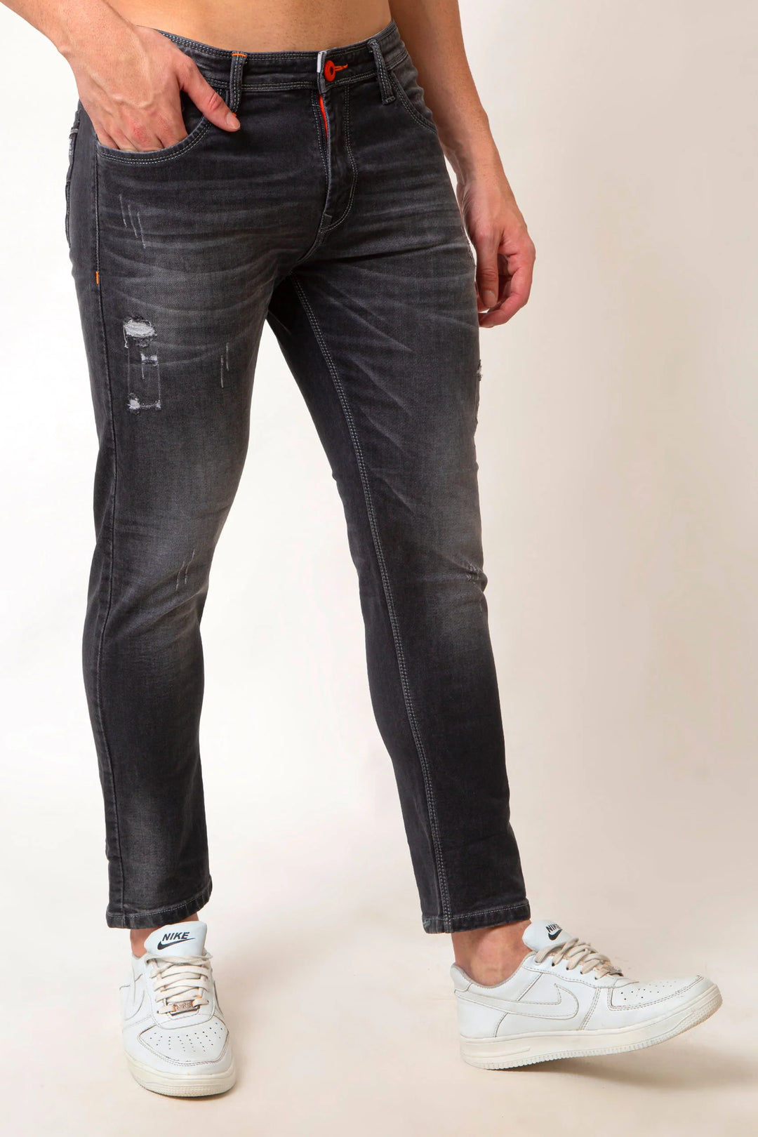 Men’s Slim DOLPHIN DARK DAMAGE GREY Denim Jeans