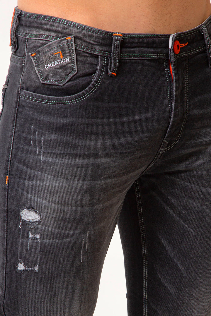 Men’s Slim DOLPHIN DARK DAMAGE GREY Denim Jeans