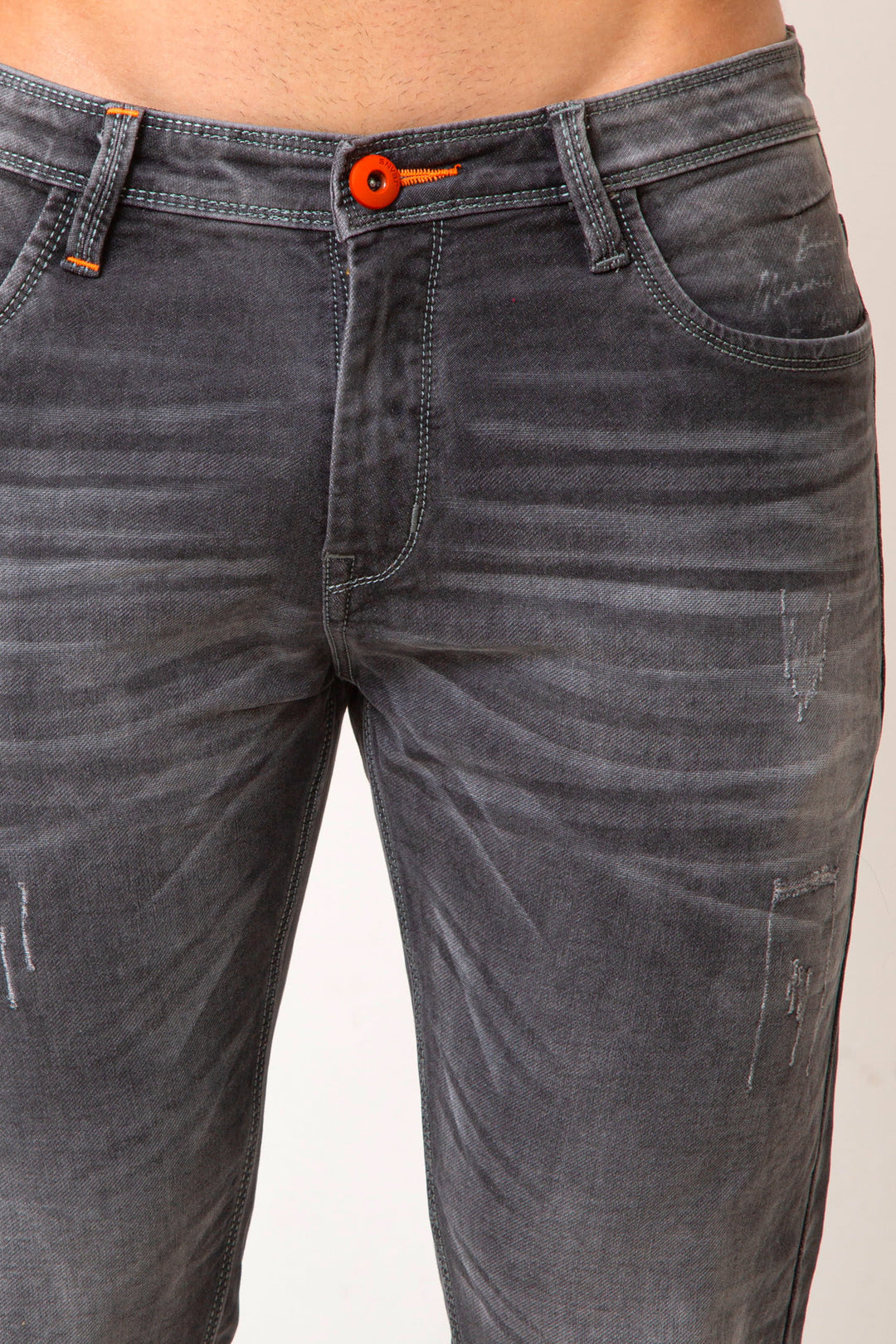 Men’s Slim ANCHOR DAMAGE GREY Denim Jeans