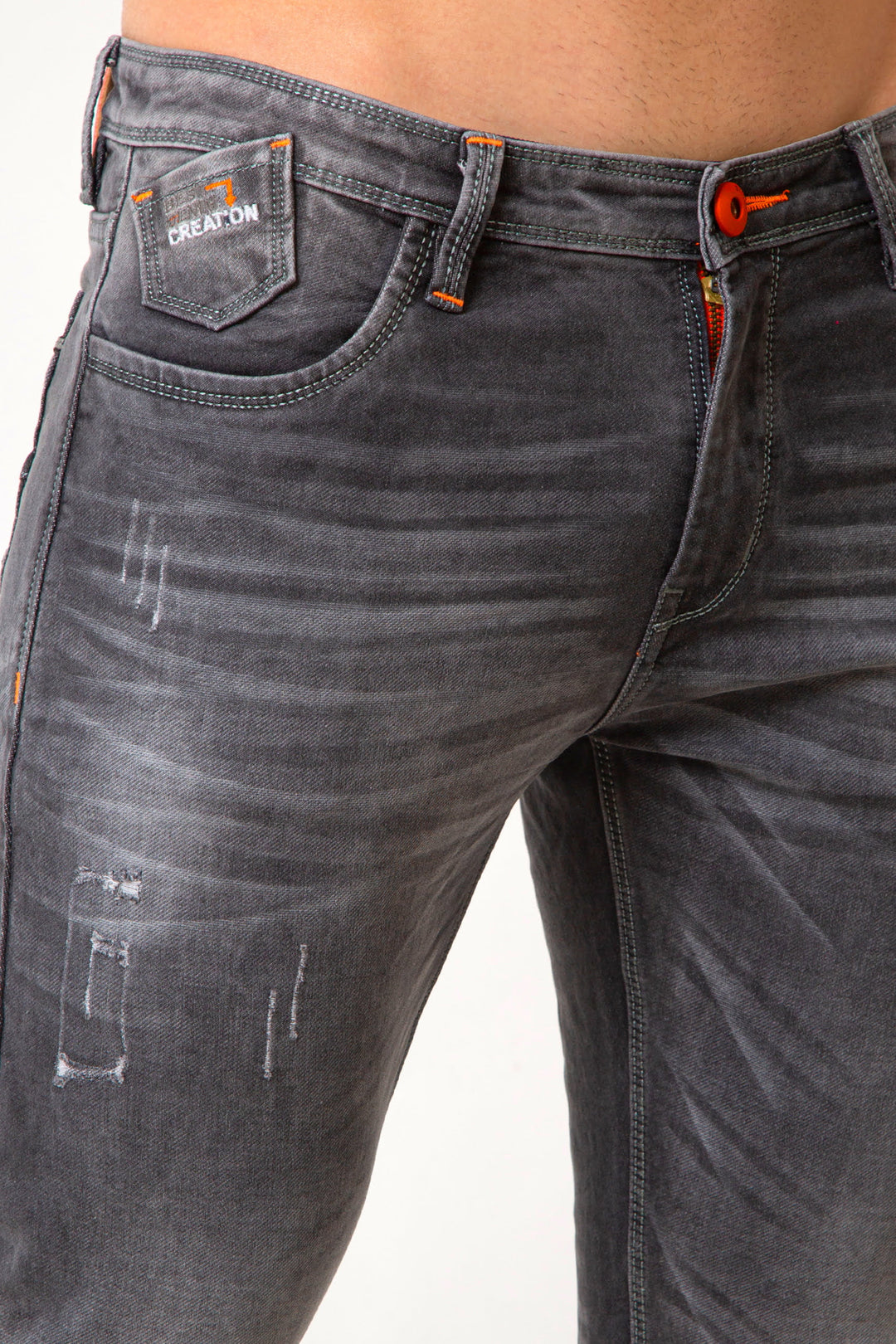 Men’s Slim ANCHOR DAMAGE GREY Denim Jeans