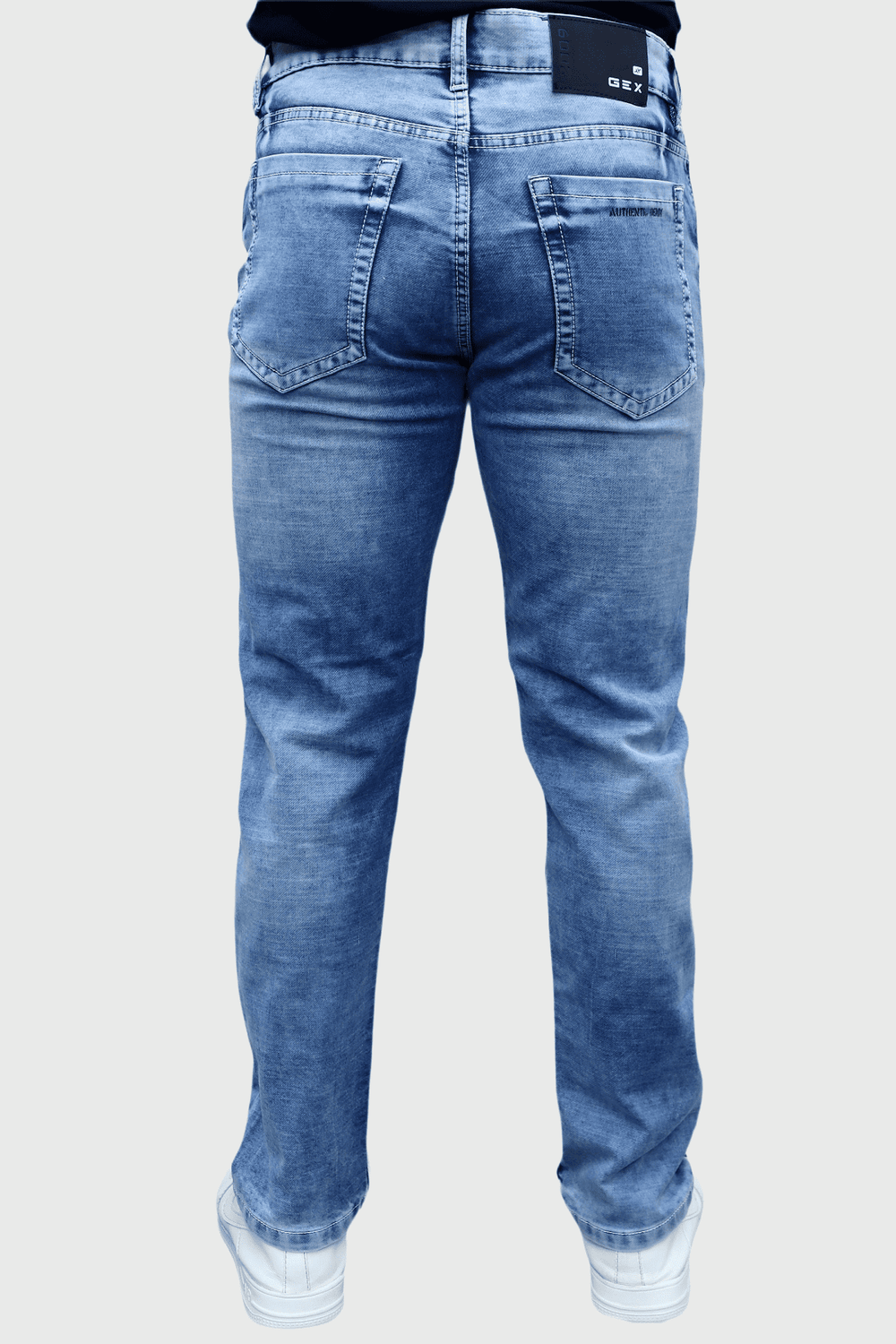 Slim fit premium blue washed stretchable denim jeans for men E-16 back